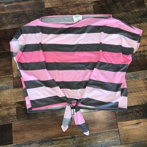 Medium off the shoulder pink and grey top